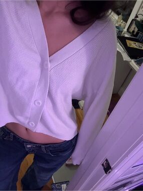 Princess Polly White Cropped Button-Front Cardigan